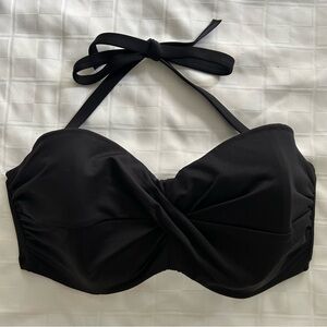 Victoria's Secret Black Twist Front Bandeau Bikini Top Underwire with Strap 34DD